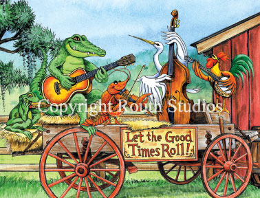 Louisiana Greeting Cards - Cajun Greeting Cards - Let the good times roll! Note cards Laissez les bons temps rouler! Note Cards Cajun Band Let the Good Times Roll,  Laissez les bons temps rouler